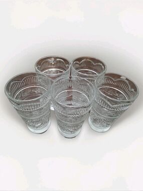 Vintage Set of 5 Heritage Hannon Cristal D'arques-Durand Tumblers Roses Pattern